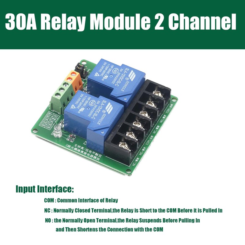 DIANN 2pcs 12V 30A 2-Channel Relay Module High Low Level
