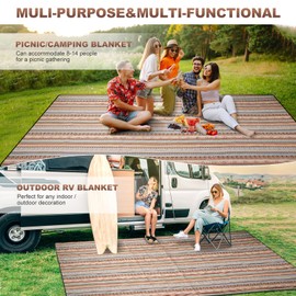 G GOOD GAIN Picnic Blankets Outdoor - Waterproof Outdoor Rug with Shoulder Carry Strap | Machine Washable Picnic Mat with Sandproof Backing for RV, Balcony, Camping, Hiking, Concerts (Orange, 9' x 6')