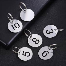 JYTDBCS Stainless Steel Key Tags with Ring 10 pcs, 23mm Hollowed Number ID Tags Key Chain, Numbered Key Rings - 1 to 10