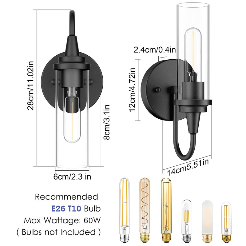 Aipsun Black Wall Sconces Set of Two, Sconces Wall Lighting