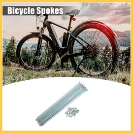 REPAIROCK 36 Pcs 14G J Bend 257mm x 2mm Bike Bicycle Spokes with Nipples Steel Silver Tone Auto Replacement Parts