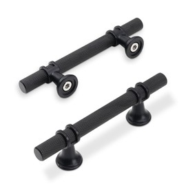 KOMOTIA 10 Pack 3 Inch Cabinet Pulls knurled Matte Black Kitchen Cabinet Handles Aluminum and Zinc Alloy Drawer Pulls Solid Cabinet Hardware