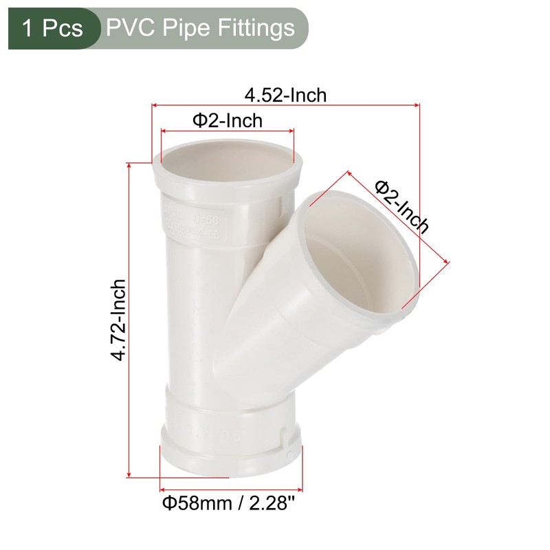 YOKIVE 1 Pcs Wye Pipe Fitting, Y-Shape PVC Splitter Pipe