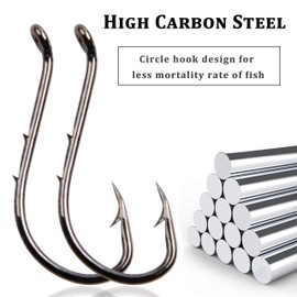 Octopus Fishing Hooks-120pcs Barbed Baitholder Hooks High Carbon Steel Offset Circle Octopus Hooks Extra Sharp Jig Fish Hooks for Freshwater Saltwater Size 8-6/0