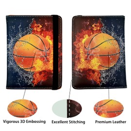 Basketball Passport Holder for Women and Men PU Leather Passport Cover for Travel