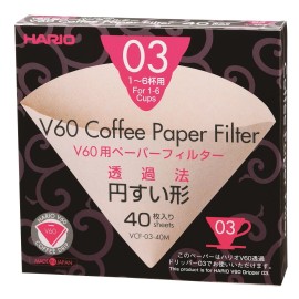 NA Hario V60 Size 03 Coffee Filters 40 Pack Disposable Natural Paper Filters