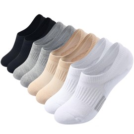 No Show Socks Womens Cushioned Low Cut Athletic Hidden Liner for Sneakers Footies Ankle Invisible Running Socks White Black 4 Pairs 6-9