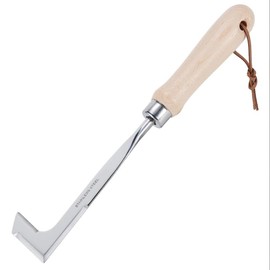 BokingOne 3-Sided Crevice Weeder - 12.6" Stainless Steel Garden Weeding Tool with Beech Handle, L-Shaped Crevice Weeder Sickle for Garden Lawn, Yard Patio Terrace, Paving Gaps