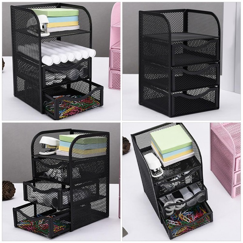 Operitacx Desk Organizer Drawer Storage Holder Mesh File Organizer for