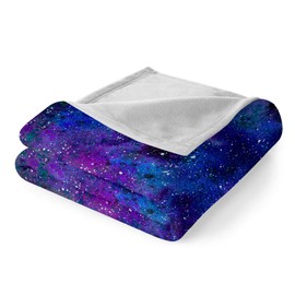 Bedbay Galaxy Space Blanket Gifts for Girls Boys Kids Outer Space Planet Universe Blanket for Queen Size Bed Soft Flannel Large Throw Blanket Queen Blanket for Bed (Blue,Queen(90"x90"))