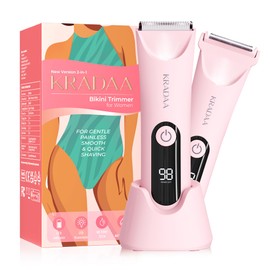 Bikini Trimmer for Women Pubic Hair: Rechargeable Eletctric Razors for Women - Painless Eletctric Shaver - (Blossom Pink)