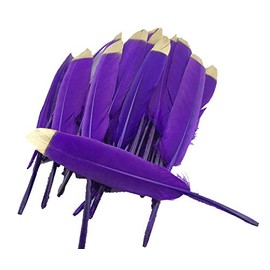 Colorful Gold Dipped Feather in Bulk for Craft Party Decoration Goose Feathers 20pcs/pack/ (purple)