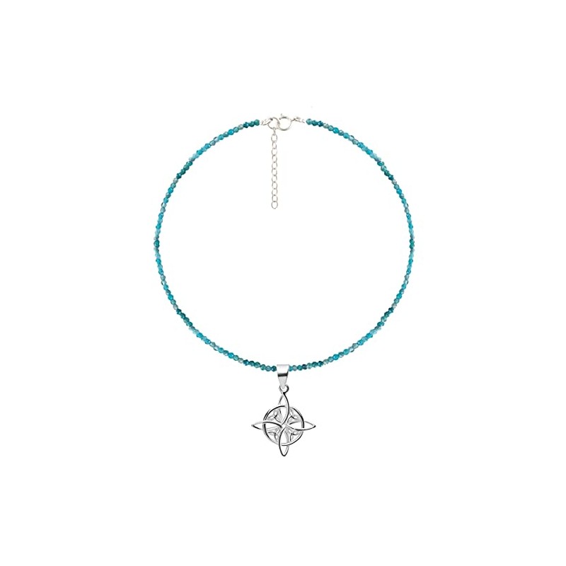 ENTREPLATA Necklace Natural Stone with Pendant 925 Sterling Silver Women