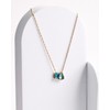 Desnuage 14K Gold Plated Double Aquamarine Birthstone Necklace Dainty Square