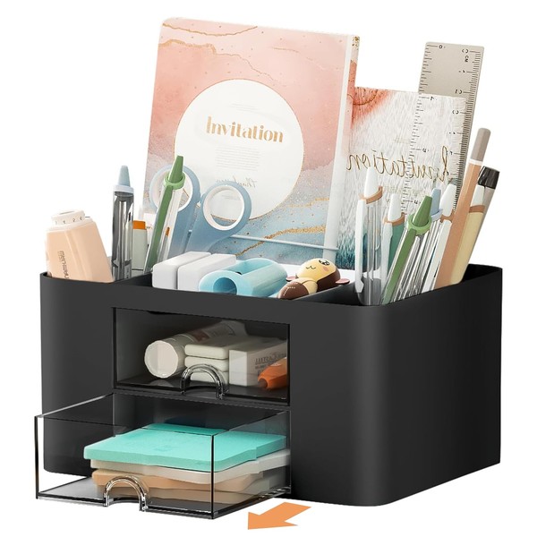 Vimbo Stationary Organiser 7-Grid Desk Organizer with Drawer – Multifunctional