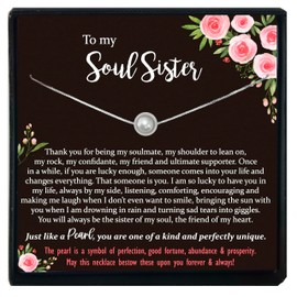 925 Sterling Silver Soul Sisters Necklace, Best Friend Gifts for Women, Ready to Gift Necklace with Meaningful Message