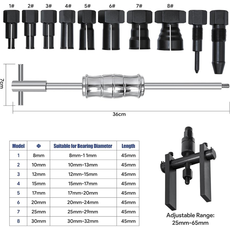 12pcs Blind Hole Bearing Puller Set Internal Bearing Extractor Puller
