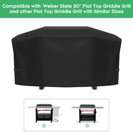 EZ-DONGTENG Grill Cover fit for Weber Slate 30" Rust-Resistant Griddle, Heavy-Duty 600D Waterproof Cover for 3400119 Weber Slate 30 inch Flat Top Griddle Grill Cover