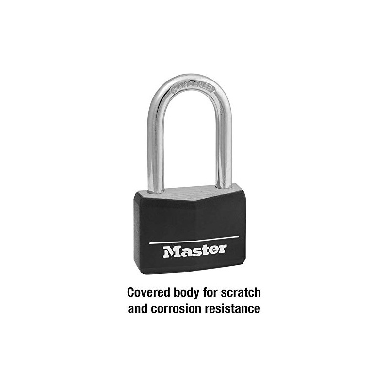 Master Lock Padlock, Covered Aluminum Lock, 1-9/16 in. Wide, Black,
