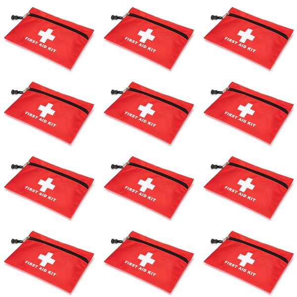 PAXLAMB Red First Aid Bag Small First Aid Kit Empty Medical Storage Bag for First Aid Kits Pack Emergency Hiking Backpacking Camping Cycling Travel Car (Red 7.9x5.5 12PCS)