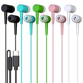 50 Pack Bulk Wired Earbuds, USB-C, in-Ear, Mic, Compatible with Phone, Tablet, Laptop, PC for School, Online Class, Meeting, Conference, Practice, Test, Mix