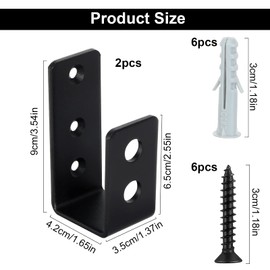 Door Barricade Brackets, Pack of 2 U Angle Brackets, Metal, Robust Steel U Security Door Lock, Metal Angle Brackets with Screw, Suitable for 2 x 4 Lumber