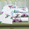 Collections Etc Humming Bird Floral 4-Piece White Sheet Set