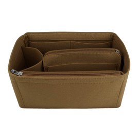 NOTAG Bag Organiser Felt Bag Organiser Insert Handbag Multi Pocket Tote Organiser Bag (Brown, Large)