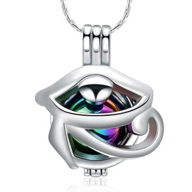 constantlife Eye Of Horus Cremation Jewelry for Ashes Stainless Steel Egypt Amulet Memorial Pendant Urn Necklace Human Pet Ash Holder Keepsake for Men Women (Silver+Colorful)
