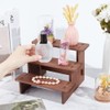 NBEADS 3-Tier Wooden Display Riser Shelf, Camel Tabletop Small Food