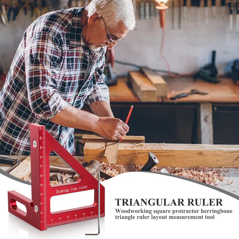 Prmape Carpenter's Square, 3D Multi-Angle Measuring Ruler, Aluminium Alloy Try