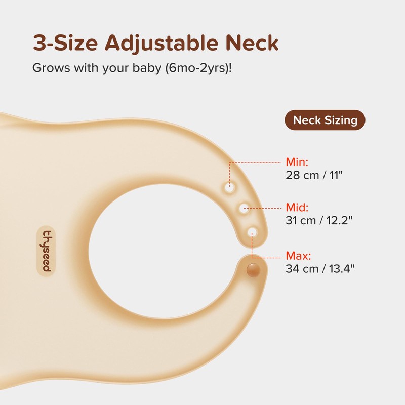 thyseed Ultra Thin & Light Waterproof Silicone Bibs for Babies