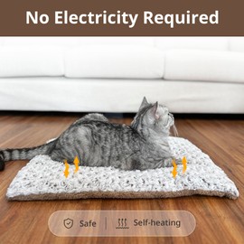 Petace Self Warming Cat Bed, 30" x 21" Self Heating Pet Pad, Double Sided Heated Dog Mat Thermal Blanket for Large Kittens Small Puppy