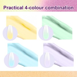 U-Shinein Gradient Painting Gel, 4 Colors Ombre Gel Nail Polish for Ombre Nails Aura Nails French Manicure Blush Nail Art Long-lasting Soak Off UV DIY Nail Art Palette C Ice Cream Dream