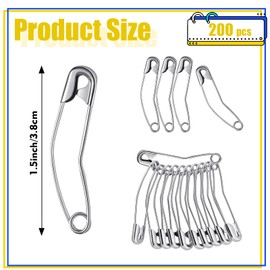 200 Pcs Curved Safety Pins Quilting Basting Pin Bent Safety Pins for Quick Basting Knitting and Quilting, Silver (1.5 Inch)