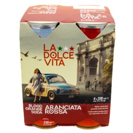 La Dolce Vita Aranciata Rossa, Blood Orange Soda, Pack of 4, Imported from Italy, 11 oz