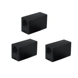 3 Pack Phone Line Connector Coupler, RJ11 6P4C Modular Female to Female Straight Telephone Extension Cord Coupler Adapter Jack - Black