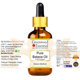 Greenwood Essential Pure Batana Oil (Elaeis Oleifera) Cold Pressed With Glass Dropper 50ml (1.69 oz)