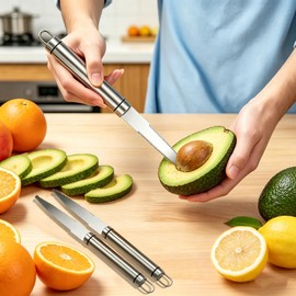 2-Pack Stainless Steel Grapefruit Knife Curved Serrated Blade – Ergonomic Fruit Cutter for Citrus, Dishwasher Safe Kitchen Tool Set