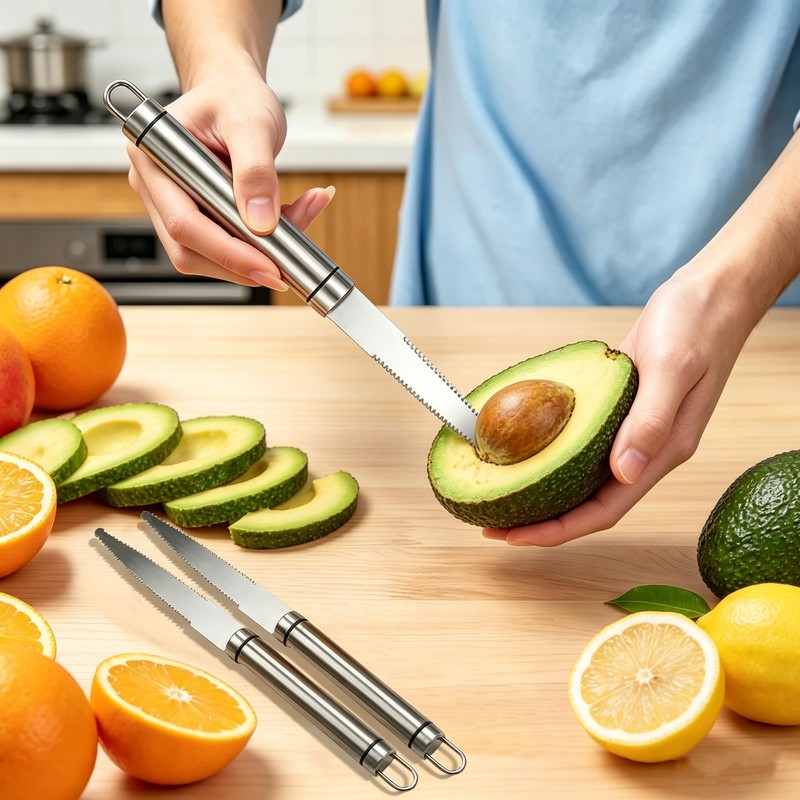 2-Pack Stainless Steel Grapefruit Knife Curved Serrated Blade – Ergonomic