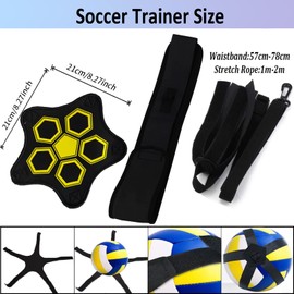 Soccer Trainer Adjustable Football Kick Training Equipment Control Skills Waist Practice Belt Volleyball Rugby Trainer Aid Universal Fits Size 3 4 5 Balls (5 Sides)