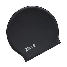 Zoggs Unisex Adult Long Hair Latex Swimming Cap, Black, One Size