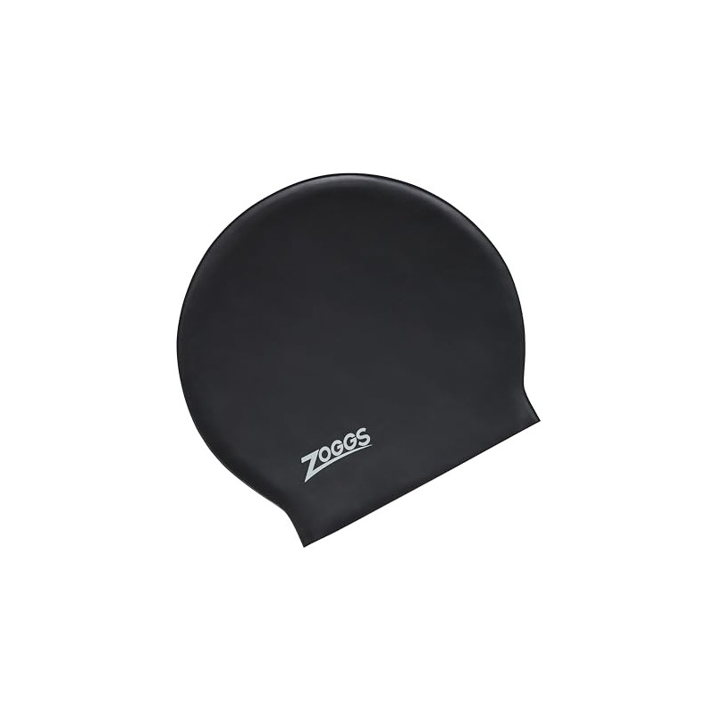 Zoggs Unisex Adult Long Hair Latex Swimming Cap, Black, One