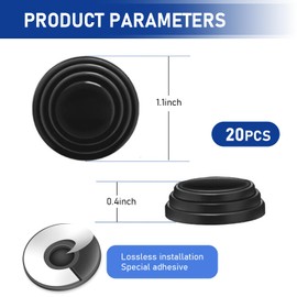 Dewkou Car Door Shock Absorber - 20 PCS Anti-Collision Protection Sticker, Universal Soundproof Crash Pad, Side Protection Pads (Black)