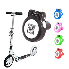 SCOOT LOCKÂ® Portable Combination Scooter Lock New Reinforced Scooter Lock Steel Wire Chain Cable Micro Trunki Birdie Ozbozz EVO for Kids Children and Adults (Black)