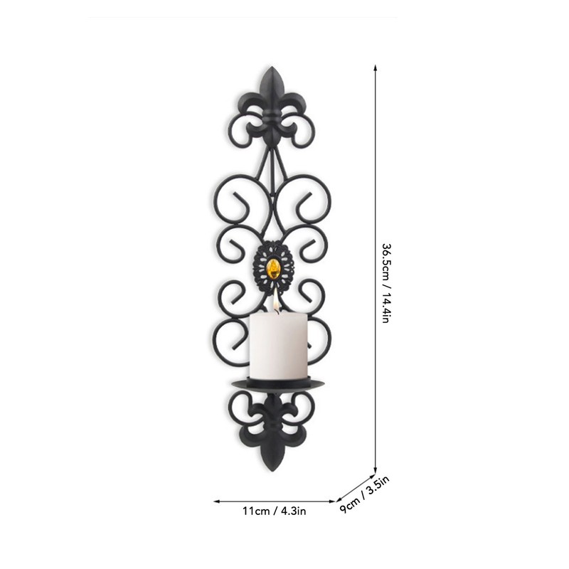 Wall Candle Holders Retro Diamond Encrusted Candlestick for Living Room