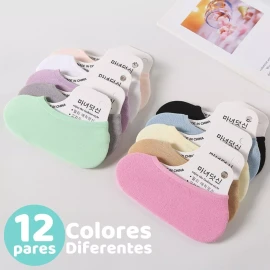 Veraly Calcetines Invisibles 12 Par Colores Pastel Suaves Ligeros