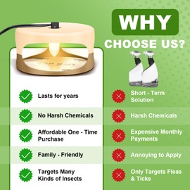 KILSACO Flea Trap for Inside Your Home 2 Packs - Premium Electric Flea Traps, Natural and Child-Friendly Indoor Control for Home & Garage with 5 Glue Disc Refills and 5 Lightbulbs (Beige)