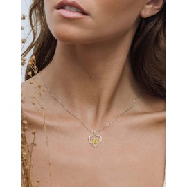 ITS4YEO 925 Sterling Silver Two Heart Birthstone Necklaces Silver Necklace Zircon Pendant Necklaces for Women Jewelry Gift for Women Wife Her Valentines Gift(December)