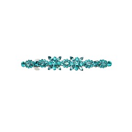 Faship Gorgeous Teal Rhinestone Crystal Small Floral Hair Barrette Clip